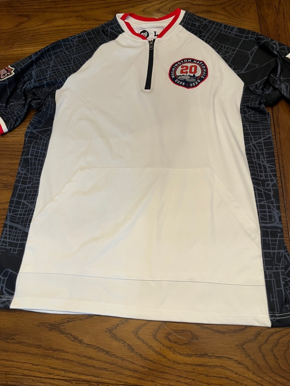 Washington Nationals "20‎ Year" Anniversary Batting Cage 1/4 zip jersey, large